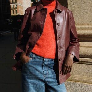 Vintage Isabela Kristina Chestnut Brown Leather Jacket